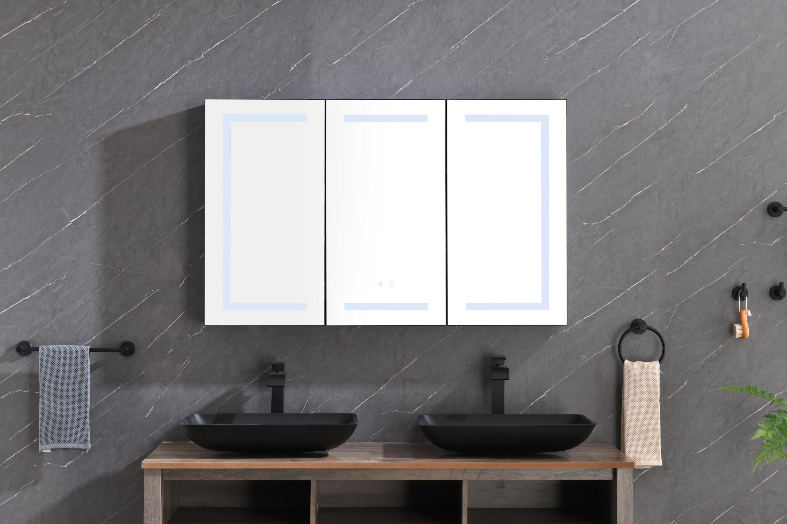 48 x 30 inch LED Lighted Bathroom Medicine Cabinet with Mirror, Sockets, Dimmable, Anti Fog