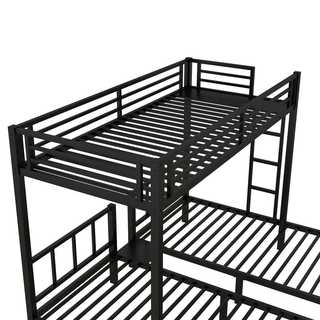 Twin over Twin & Twin Bunk Beds for 3, Twin XL over Twin & Twin Bunk Bed Metal Triple Bunk Bed, Black