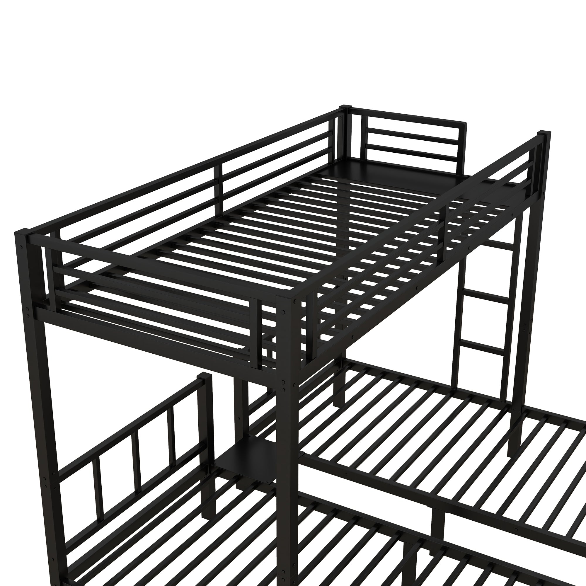 Twin over Twin & Twin Bunk Beds for 3, Twin XL over Twin & Twin Bunk Bed Metal Triple Bunk Bed, Black