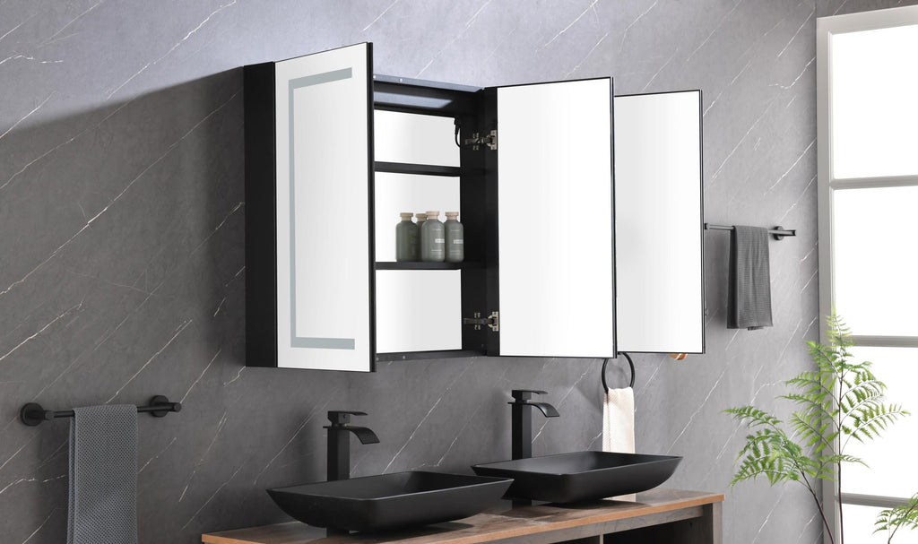 48 x 30 inch LED Lighted Bathroom Medicine Cabinet with Mirror, Sockets, Dimmable, Anti Fog