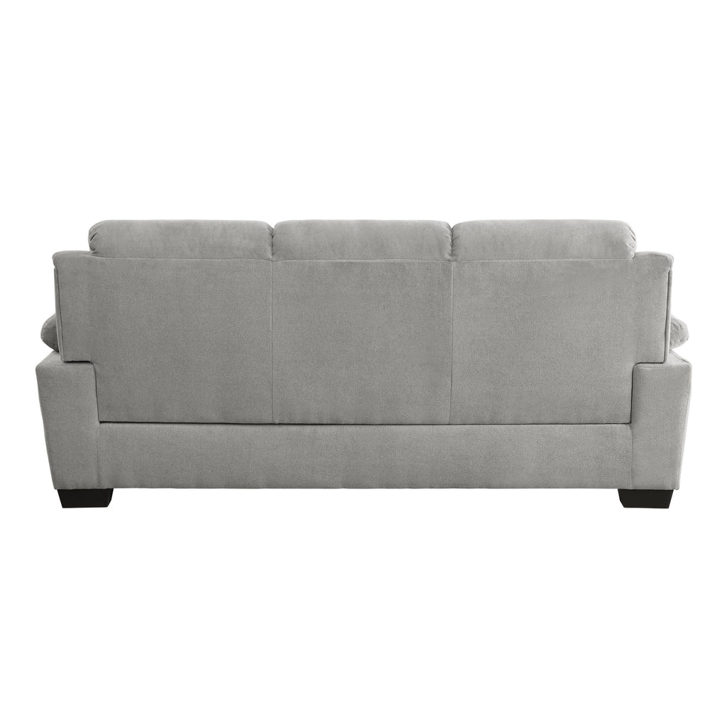 Modern Living Room 2pc Sofa Set Plush Comfortable Sofa Loveseat Set Gray Textured Fabric Channel Tufting Solid Wood Frame Furniture