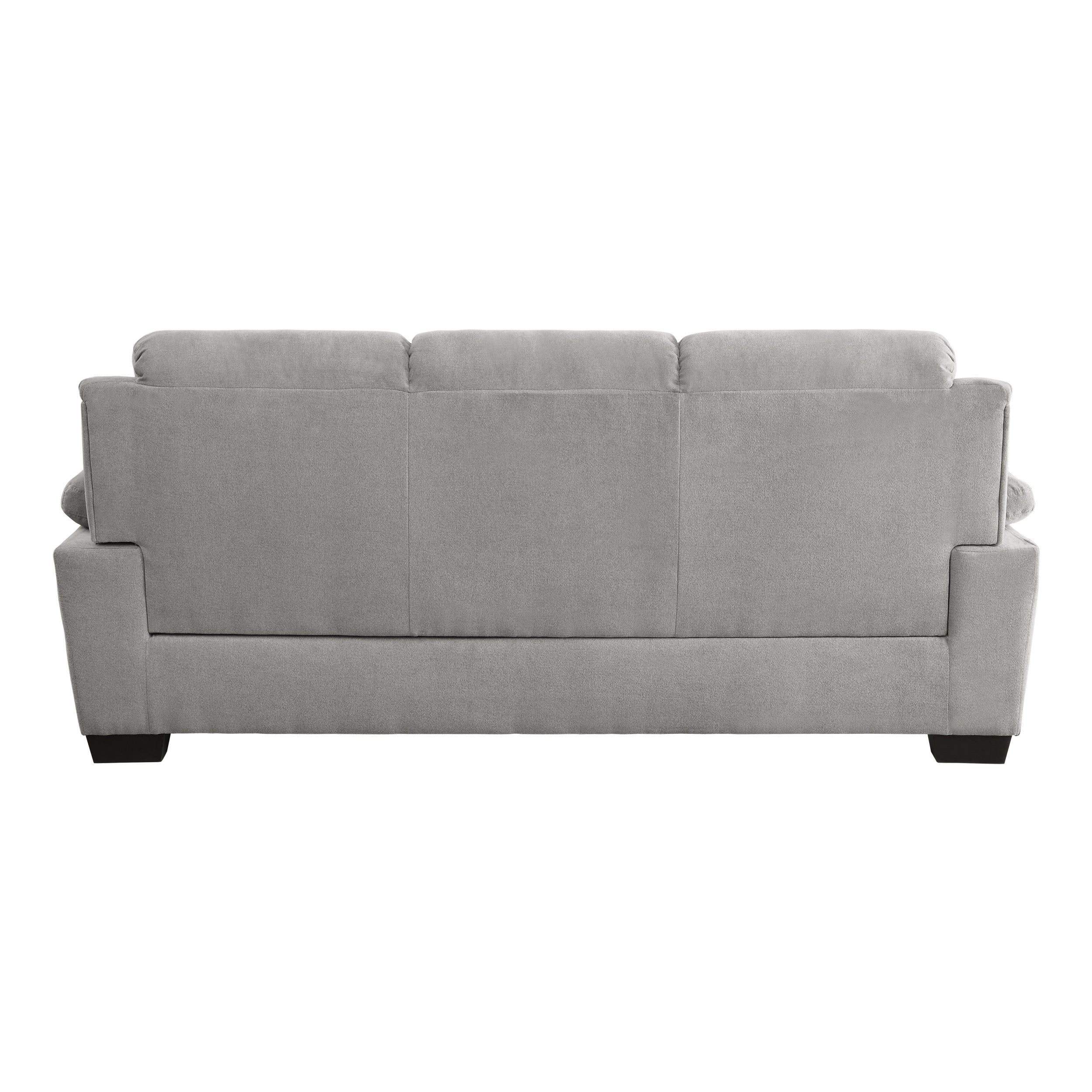 Modern Living Room 2pc Sofa Set Plush Comfortable Sofa Loveseat Set Gray Textured Fabric Channel Tufting Solid Wood Frame Furniture