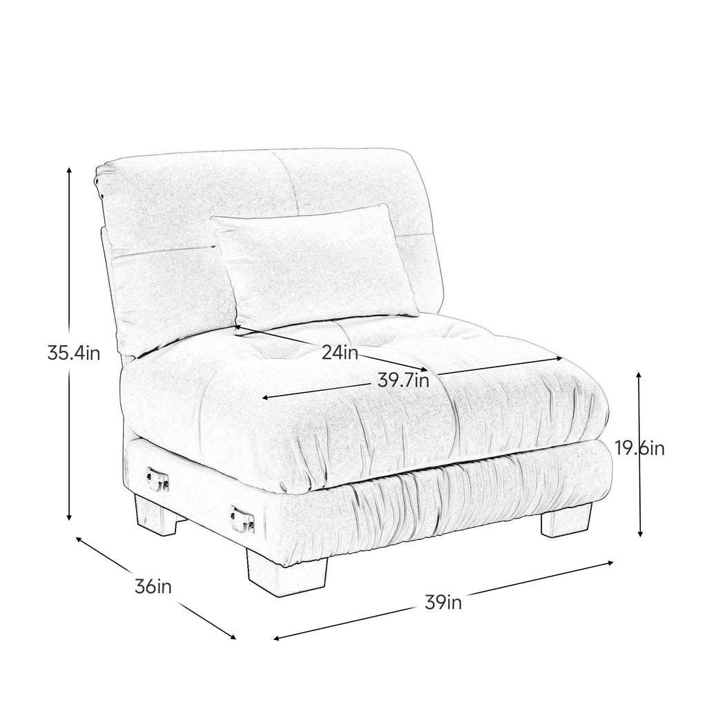 Pariss Armless Sofa W 1 pillow Light Coffee