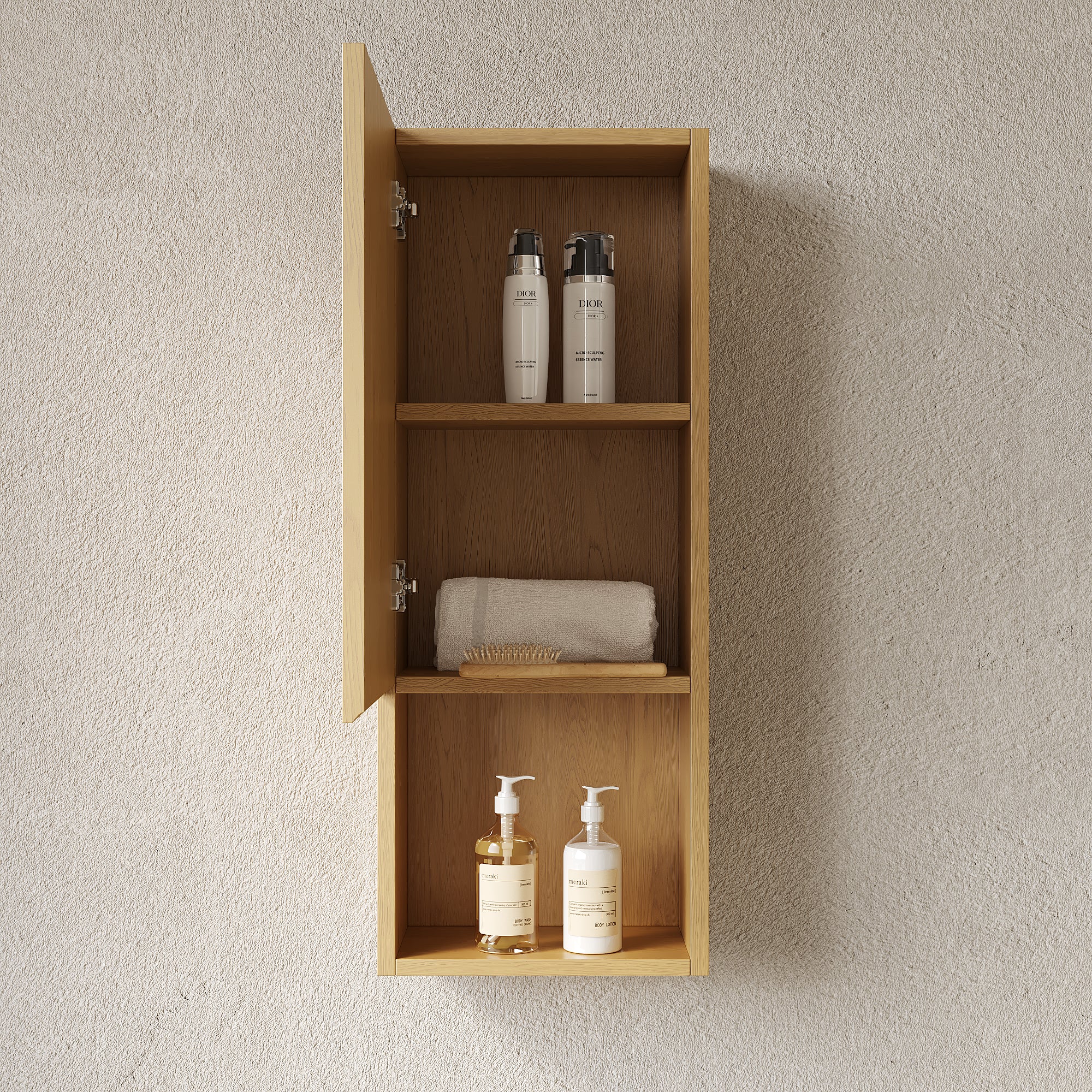 MITCH 35" Tall Bathroom Wall Mounted Cabinet, Narrow Storage Cabinet with Door and Shelves, Suitable for Small Spaces, Applicable to Bathroom, Living Rooms and Laundry, Corolla Oak Woodgrain Color