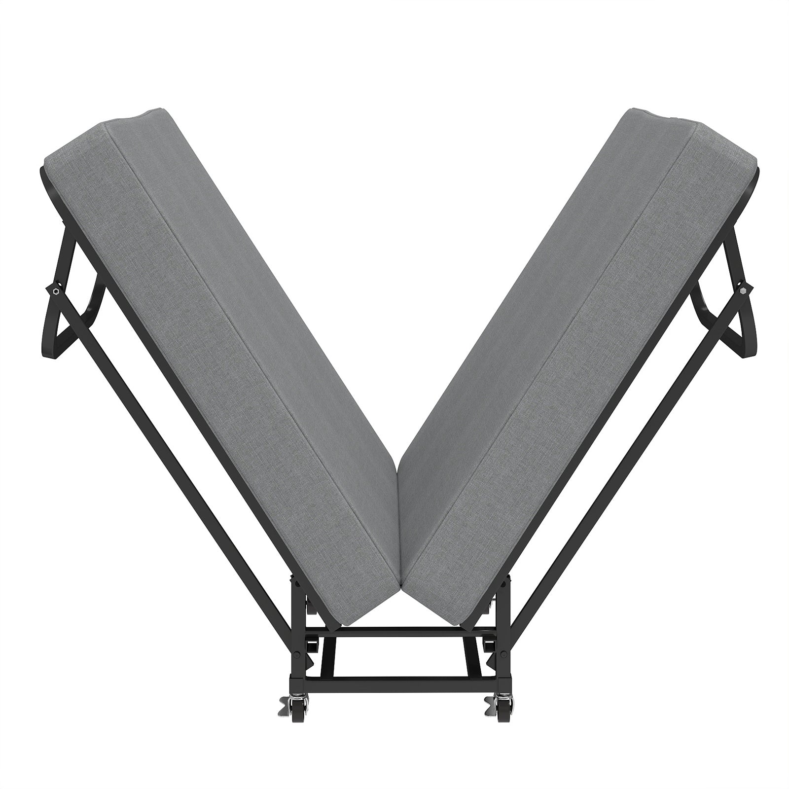 Portable Folding Bed with Memory Foam Mattress, Lockable Wheels, Breathable Linen Fabric for Adults