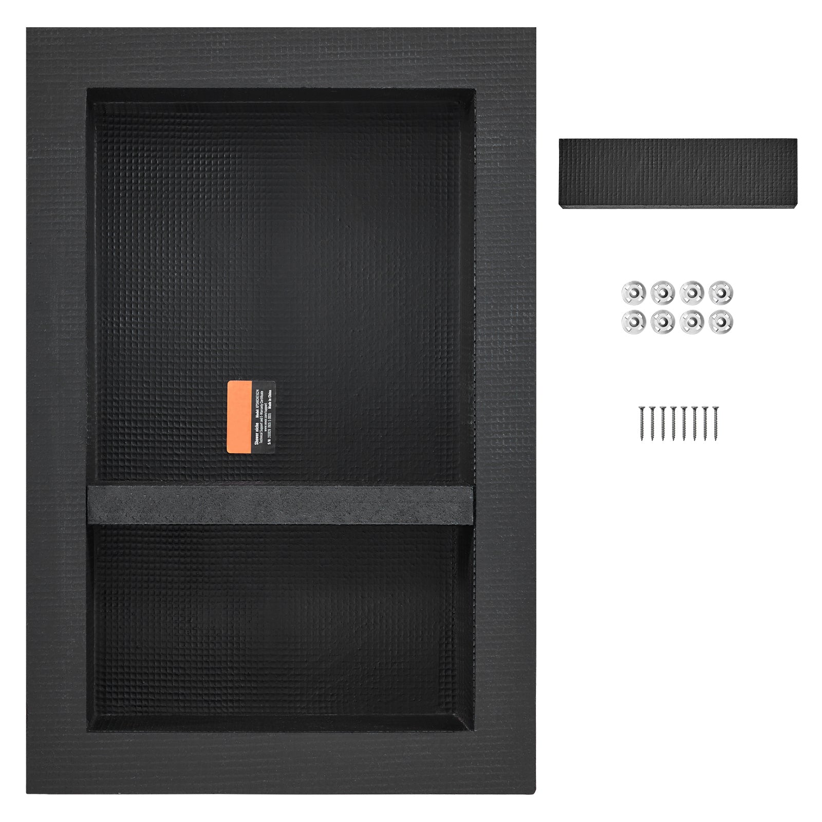 Shower Niche Ready for Tile 16" x 24", Double Shelf Organizer, Square Corners Wall inserted Niche Recessed, Sealed Protection Modern Soap Storage Niche for Shower Bathroom, Black