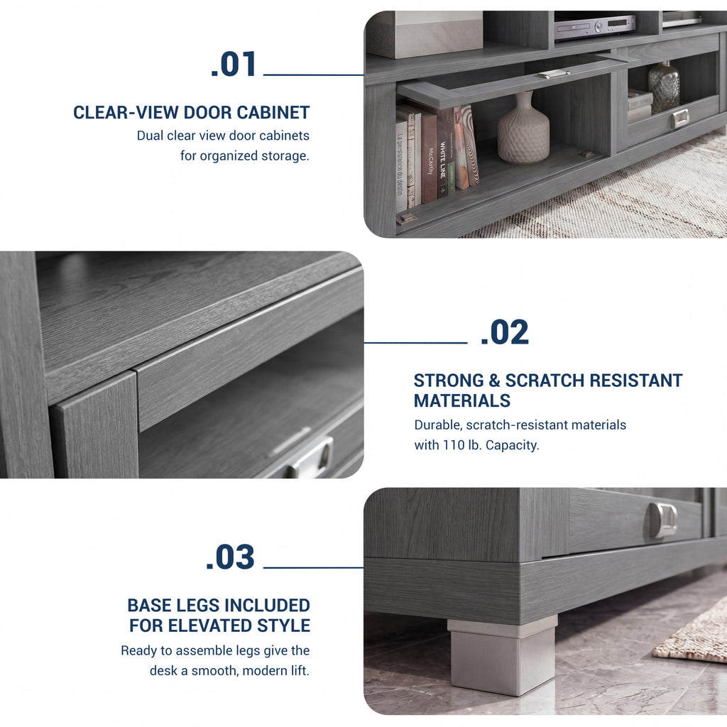 Techni Mobili Durbin TV Stand for TVs up to 75in, Grey