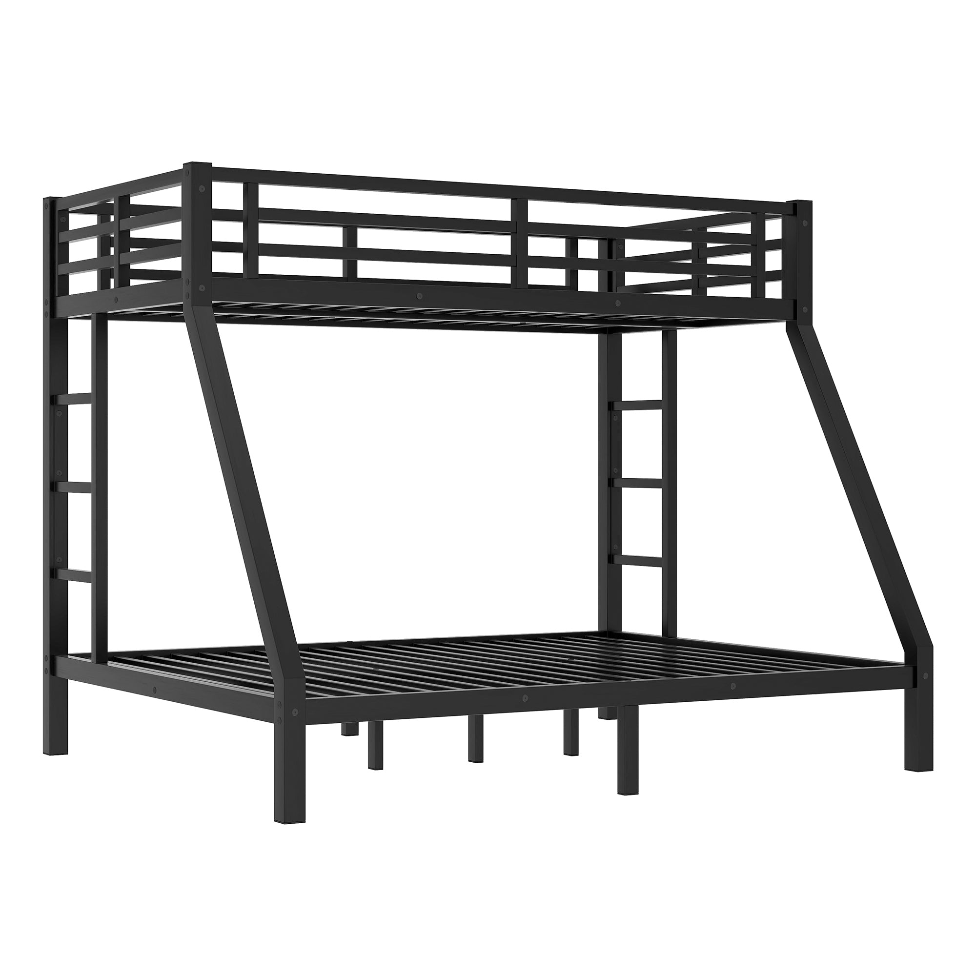Metal Twin XL over Queen Bunk Bed for Teens and Adults,Space Saving Noise Reduced No Box Spring Needed,Black