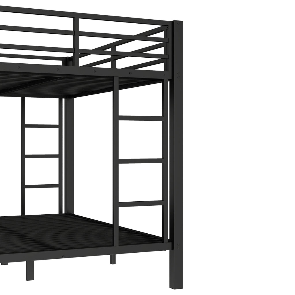 Metal Full XL over Queen Bunk Bed for Teens and Adults,Space Saving Noise Reduced No Box Spring Needed,Black