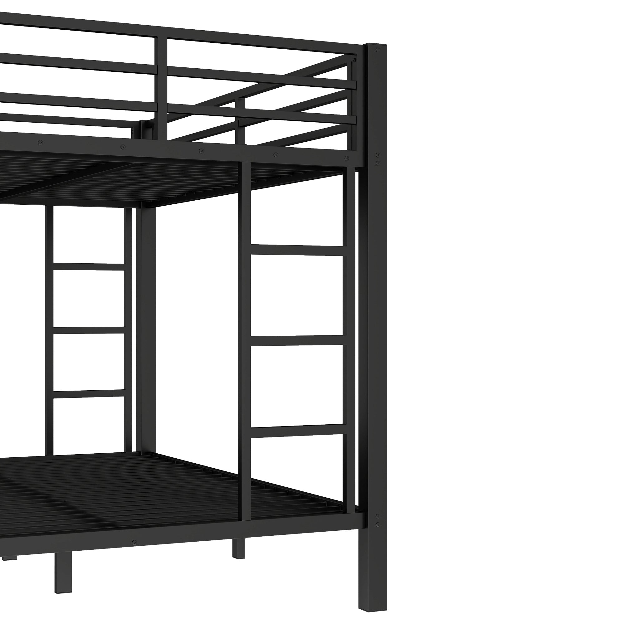 Metal Full XL over Queen Bunk Bed for Teens and Adults,Space Saving Noise Reduced No Box Spring Needed,Black