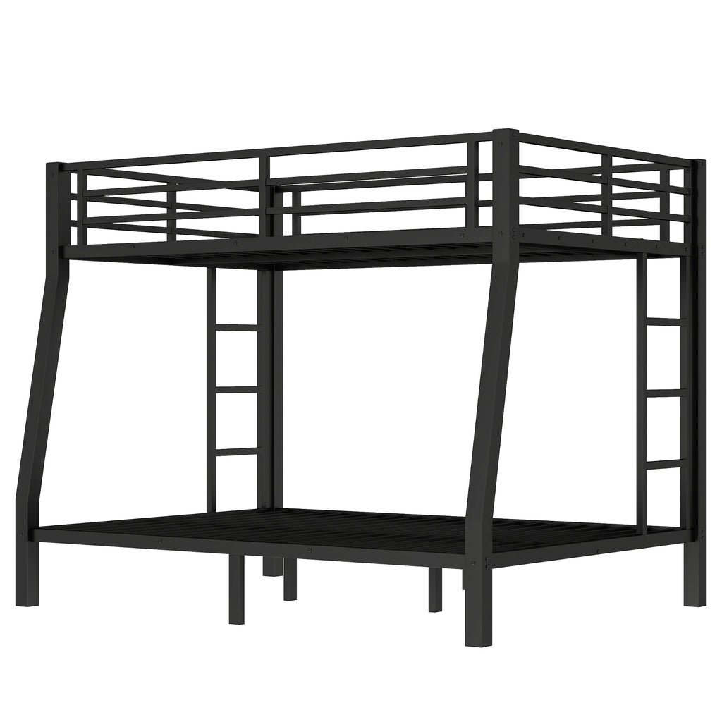 Metal Full XL over Queen Bunk Bed for Teens and Adults,Space Saving Noise Reduced No Box Spring Needed,Black