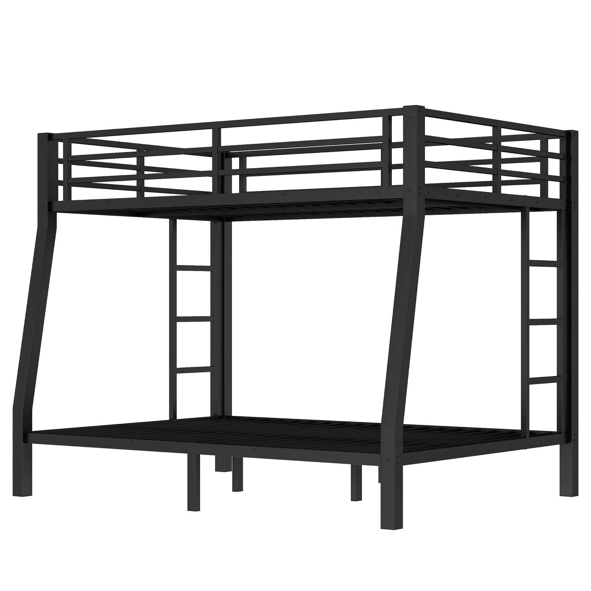 Metal Full XL over Queen Bunk Bed for Teens and Adults,Space Saving Noise Reduced No Box Spring Needed,Black
