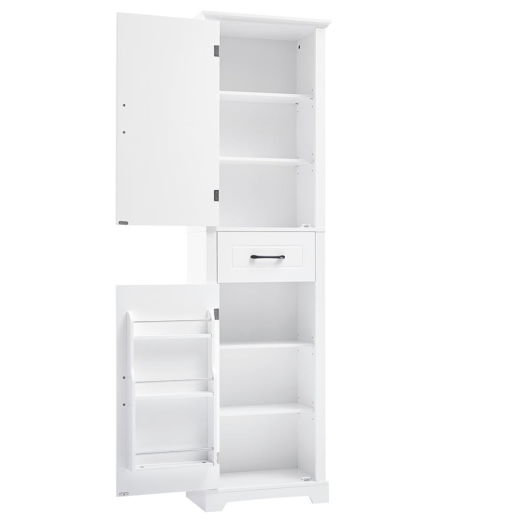 Tall Bathroom Storage Cabinet, Freestanding Storage Cabinet with Two Doors and Adjustable Shelves, Door Shelve Design, MDF Board with Painted Finish, White