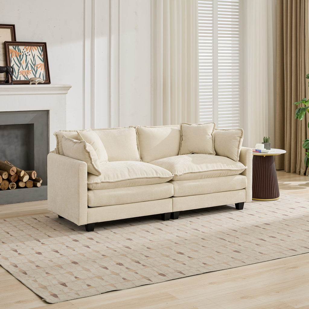 Cloud Sofa LoveSeat Ottoman is not included , Modern Sectional Couch, for Living Room Bedroom and Apartment, Comfy Double Layer Upholstered Seat Cushion, Breathable Chenille Fabric, Beige,SW5012BG