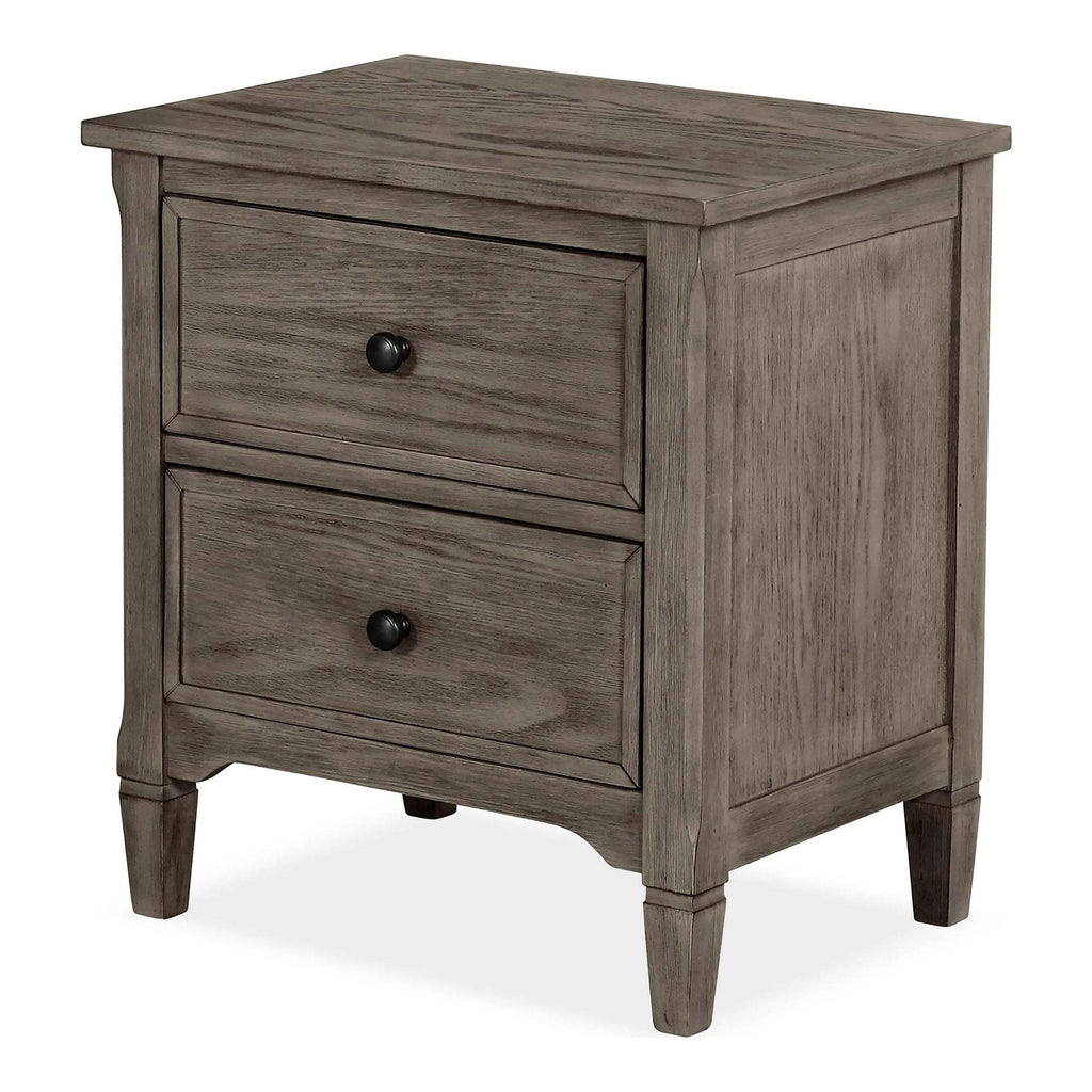 Wire Brushed Warm Gray 1pc Nightstand Bedside Table Round Pull Knobs Bedroom Furniture