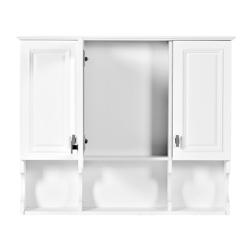 35'' x 28'' Wall Mounted Bathroom Medicine Cabinet, Modern Bathroom Wall Cabinet with Mirror, Mirror Cabinet with Open Shelves