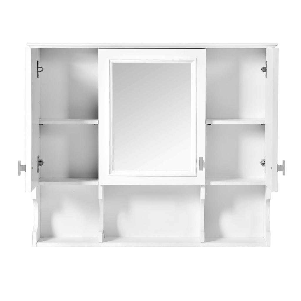 35'' x 28'' Wall Mounted Bathroom Medicine Cabinet, Modern Bathroom Wall Cabinet with Mirror, Mirror Cabinet with Open Shelves