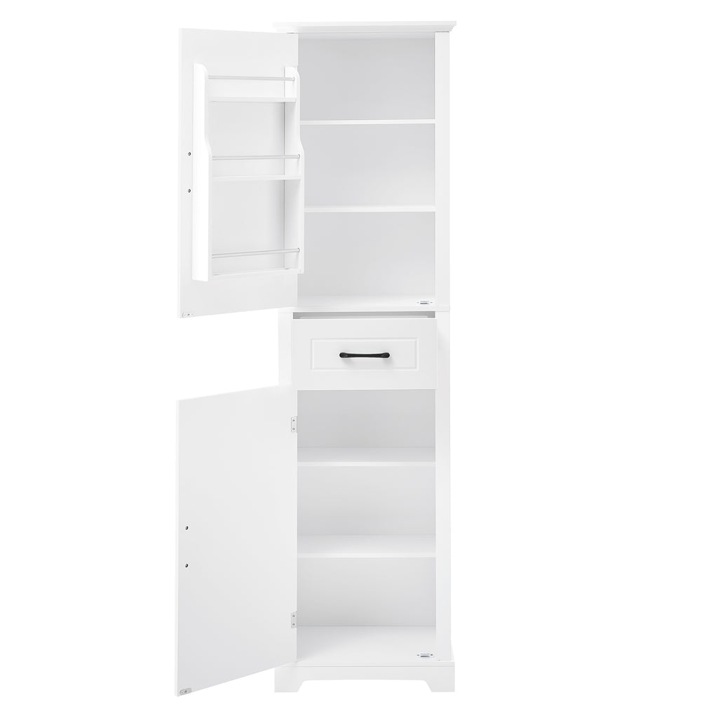 Tall Bathroom Storage Cabinet, Freestanding Storage Cabinet with Two Doors and Adjustable Shelves, Door Shelve Design, MDF Board with Painted Finish, White