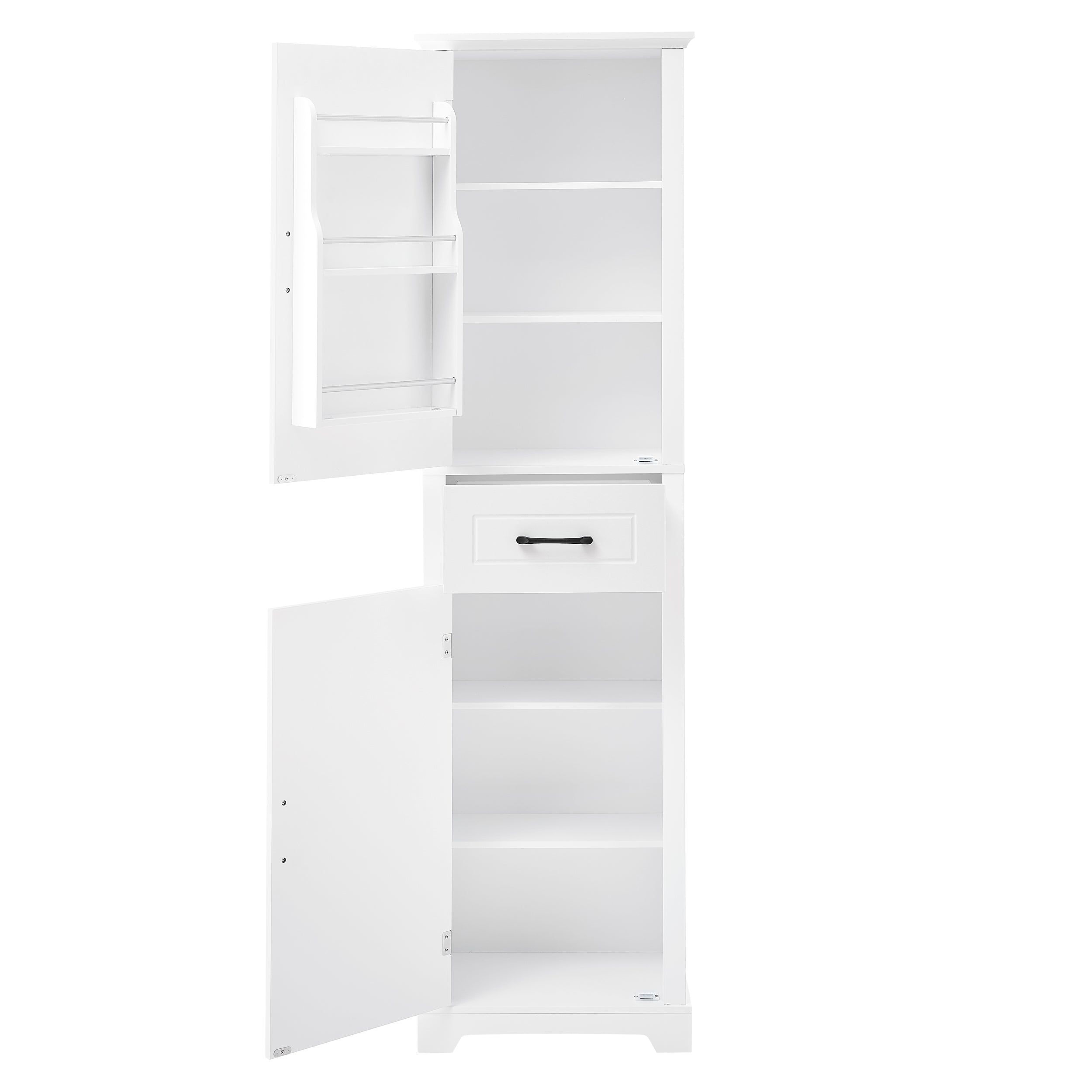 Tall Bathroom Storage Cabinet, Freestanding Storage Cabinet with Two Doors and Adjustable Shelves, Door Shelve Design, MDF Board with Painted Finish, White