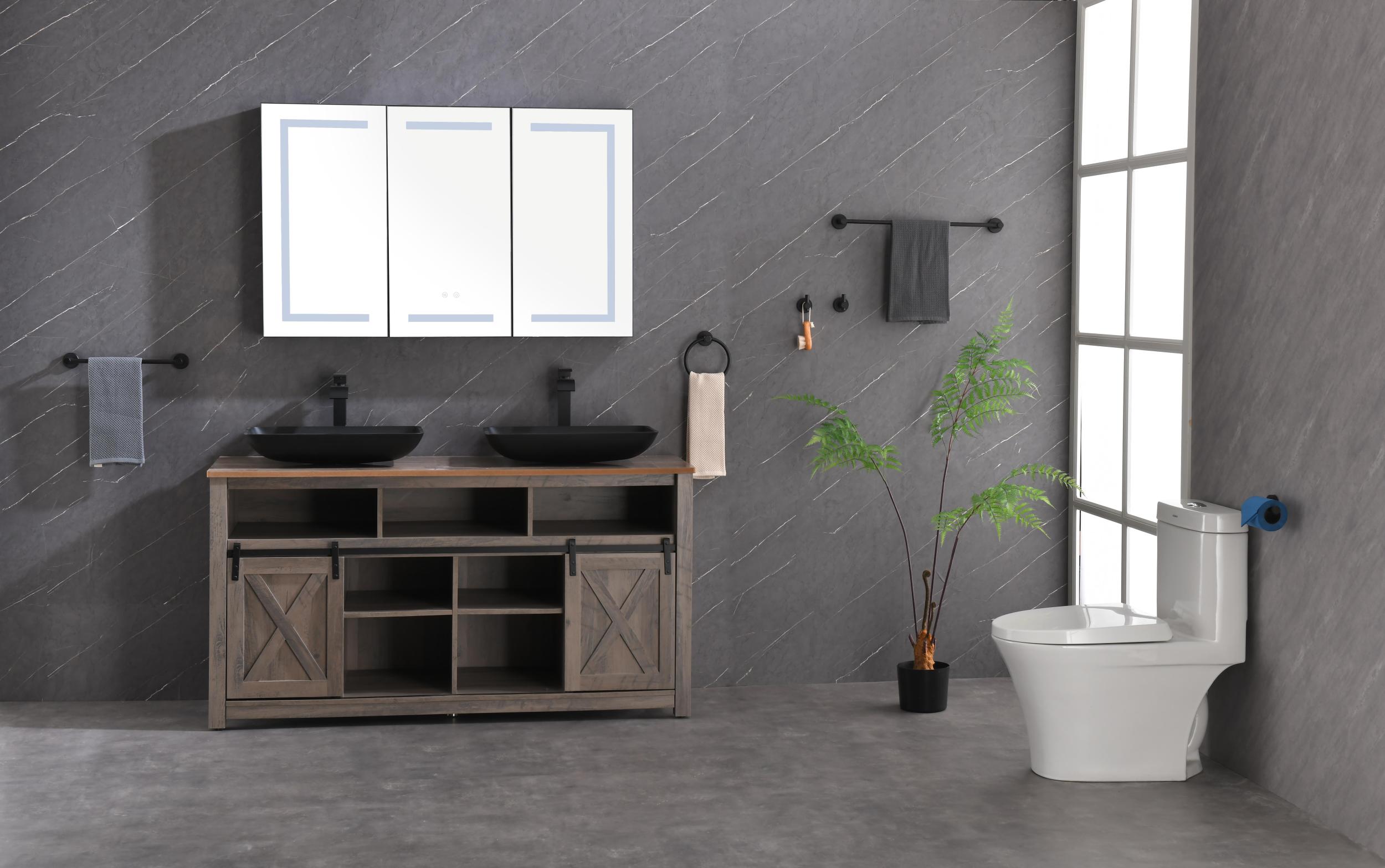 48 x 30 inch LED Lighted Bathroom Medicine Cabinet with Mirror, Sockets, Dimmable, Anti Fog