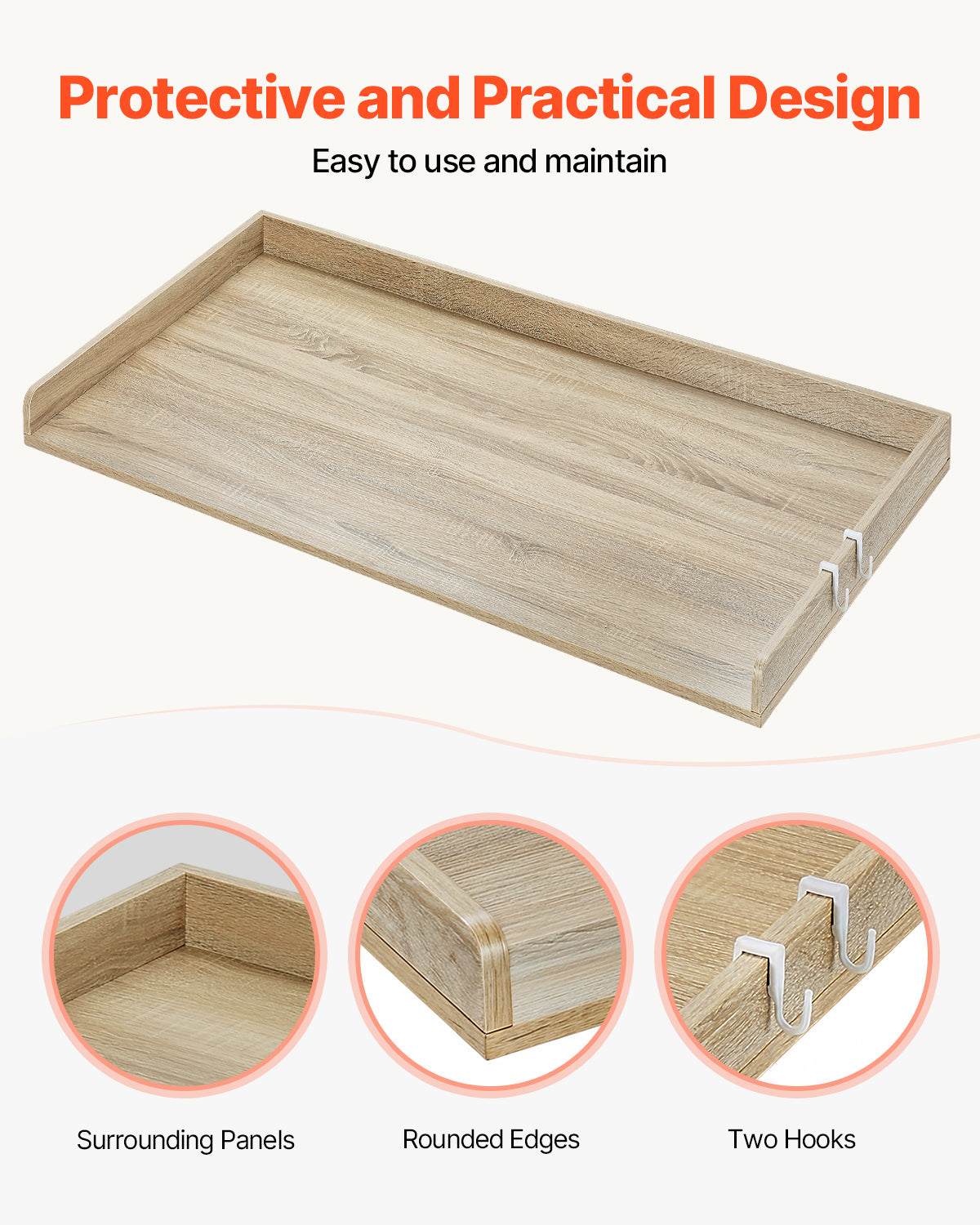 Washer Dryer Countertop, 54" x 27" Wooden Washer and Dryer Countertop, Water Resistant Laundry Machine Topper Cover with Anti Slip Pads, for Laundry Room Organization and Storage, Oak