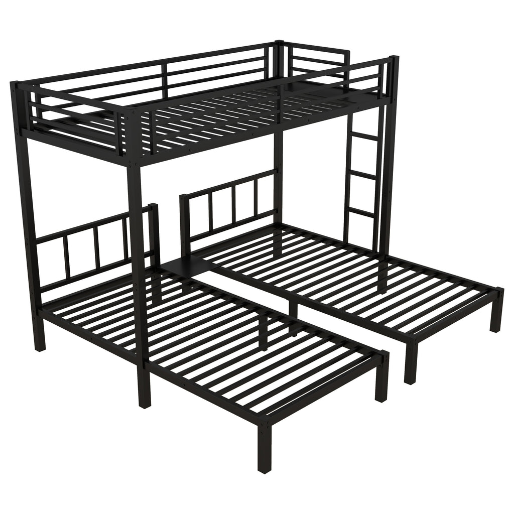 Twin over Twin & Twin Bunk Beds for 3, Twin XL over Twin & Twin Bunk Bed Metal Triple Bunk Bed, Black