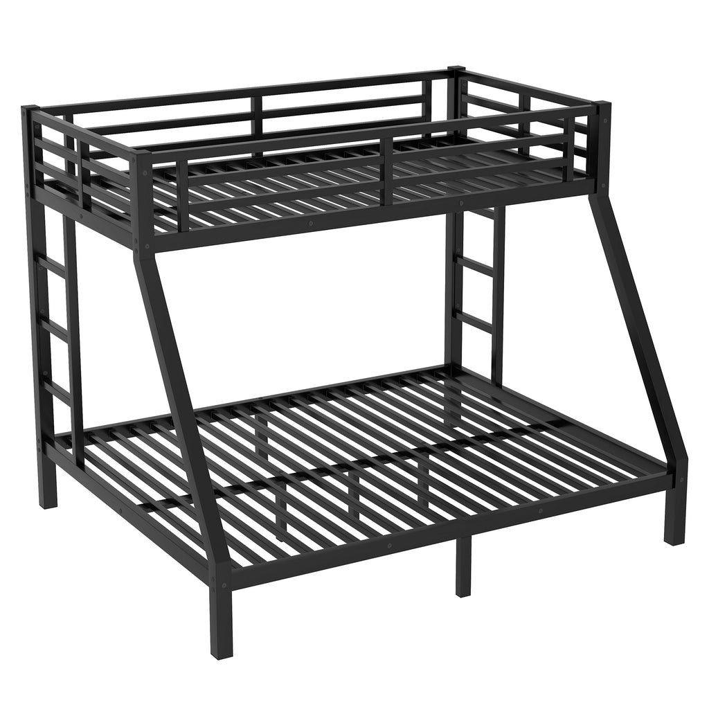 Metal Twin XL over Queen Bunk Bed for Teens and Adults,Space Saving Noise Reduced No Box Spring Needed,Black