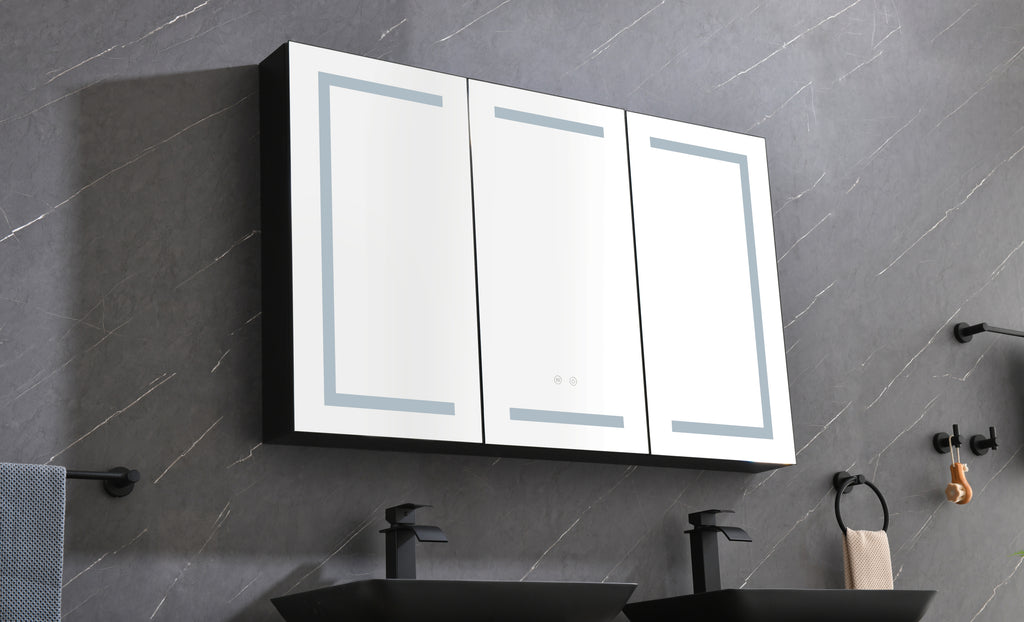 48 x 30 inch LED Lighted Bathroom Medicine Cabinet with Mirror, Sockets, Dimmable, Anti Fog