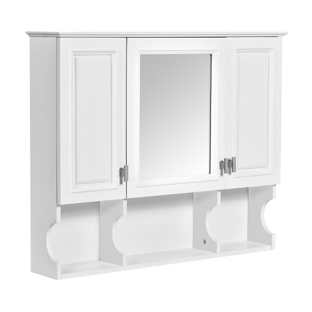 35'' x 28'' Wall Mounted Bathroom Medicine Cabinet, Modern Bathroom Wall Cabinet with Mirror, Mirror Cabinet with Open Shelves
