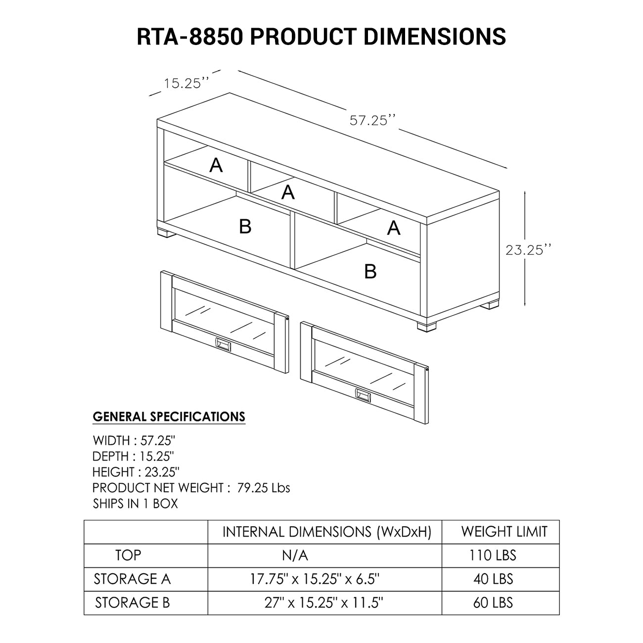 Durbin TV Stand for TVs up to 65in, Espresso