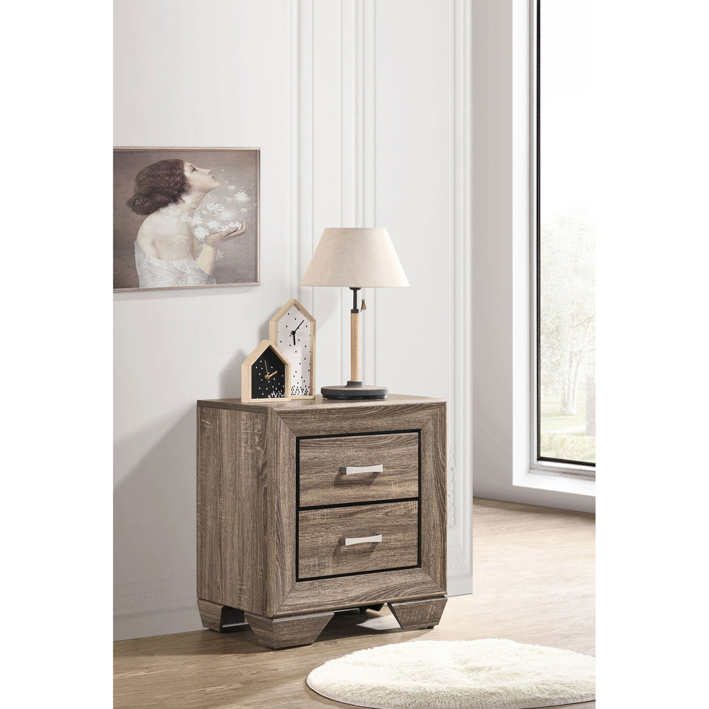 Tomasina Washed Taupe 2 Drawer Rectangular Nightstand