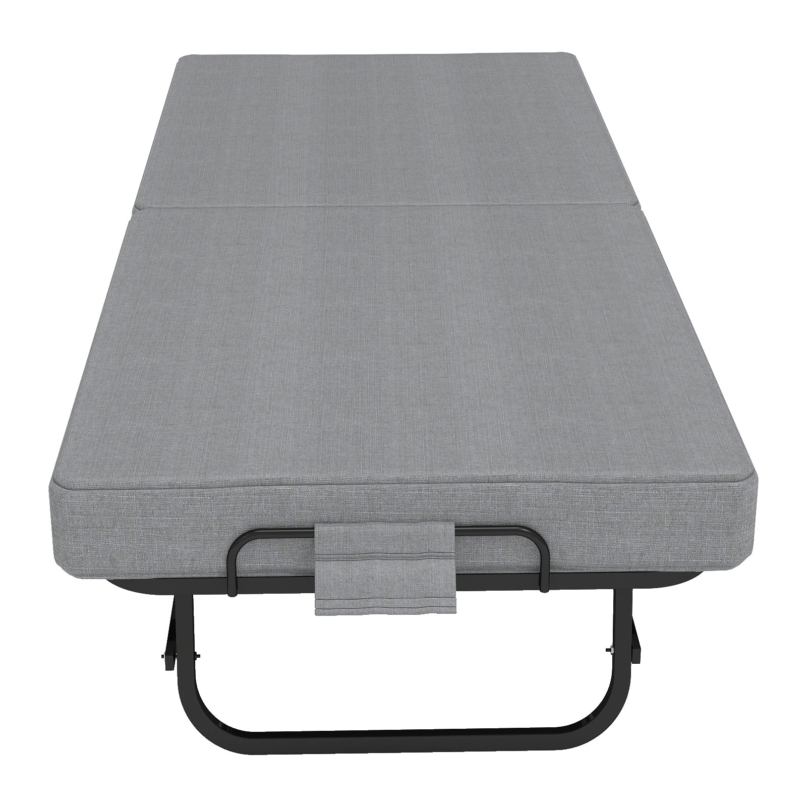Portable Folding Bed with Memory Foam Mattress, Lockable Wheels, Breathable Linen Fabric for Adults