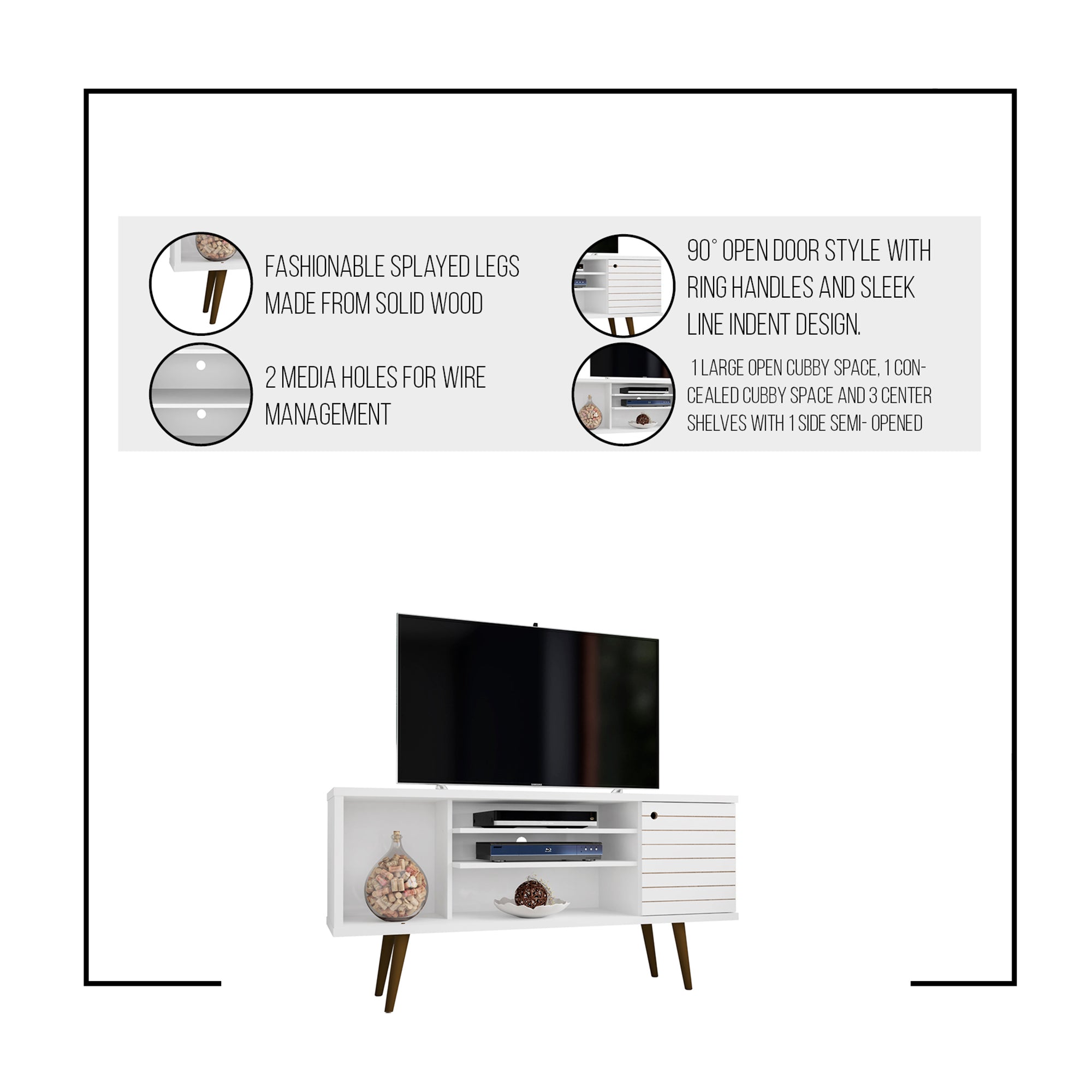 TV Stand in Rustic Brown and White