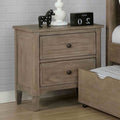 Wire Brushed Warm Gray 1pc Nightstand Bedside Table Round Pull Knobs Bedroom Furniture