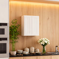 White Shaker Solid Wood Wall Cabinet with Soft Close Doors, Adjustable Shelves 24" Double Door Storage for Kitchen, Bathroom, Laundry, Garage Easy Assembly, 24"W x 12"D x 30"H