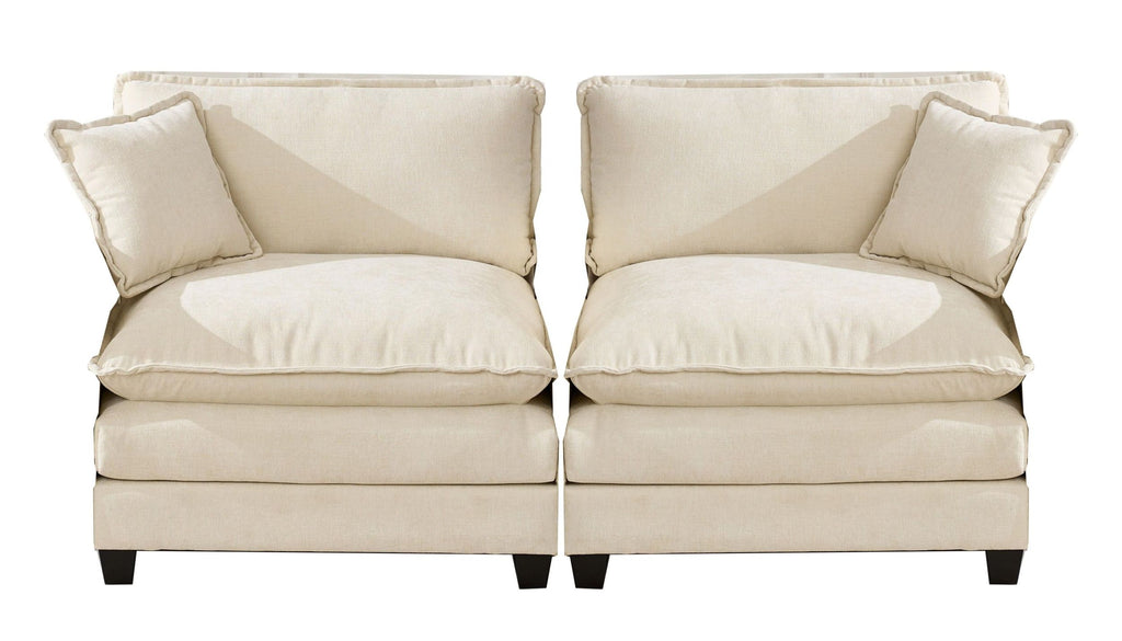 Cloud Sofa two Seats the cushion on the armrest not included , Modern Sectional Couch, for Apartment, Comfy Double Layer Upholstered Seat Cushion, Breathable Chenille Fabric, Beige,SW504ABG