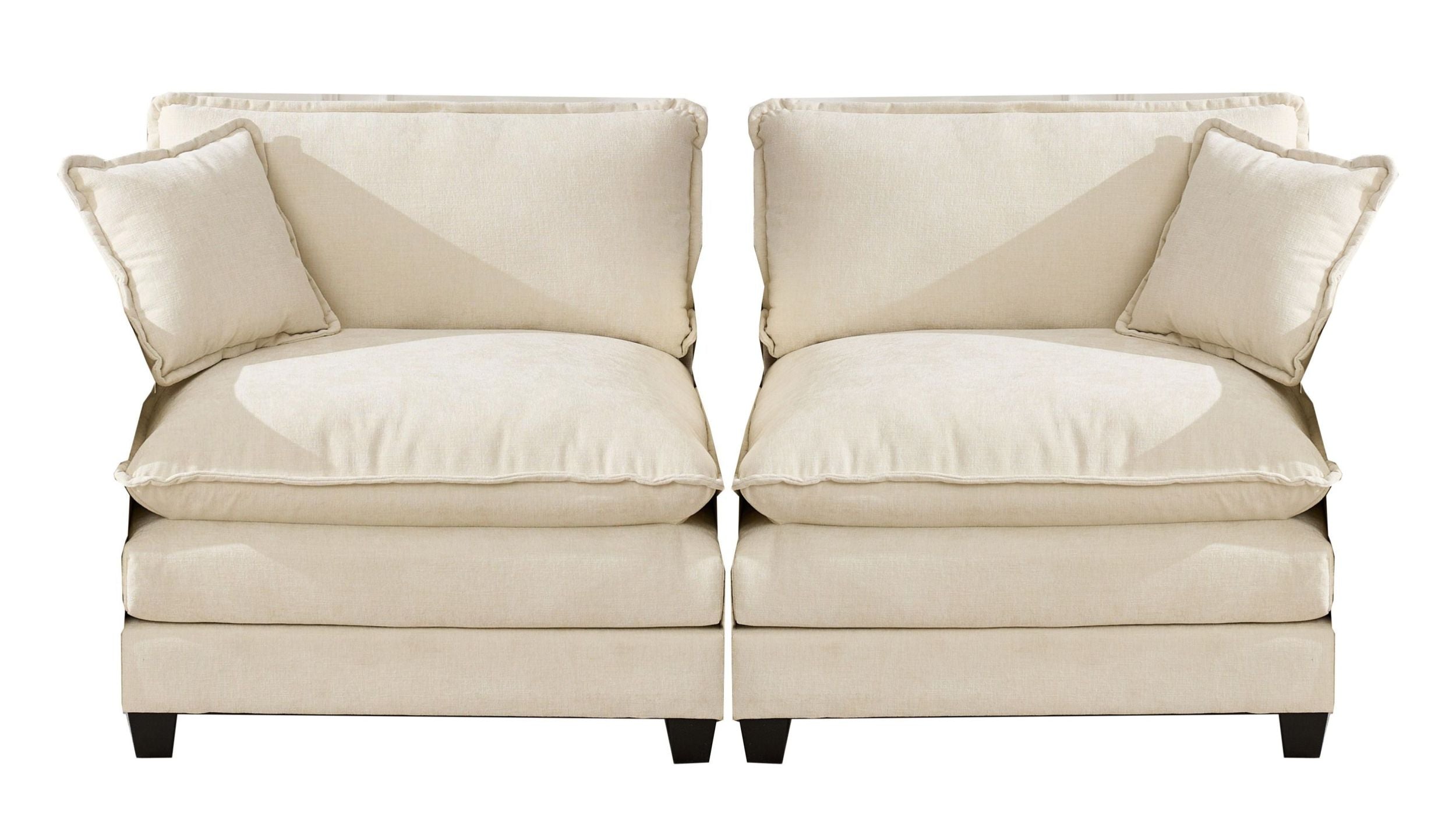 Cloud Sofa two Seats the cushion on the armrest not included , Modern Sectional Couch, for Apartment, Comfy Double Layer Upholstered Seat Cushion, Breathable Chenille Fabric, Beige,SW504ABG
