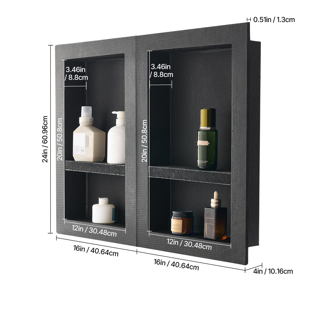 Shower Niche 16"x 24" 16"x 24"Recessed Wall Organizer for Bathroom
