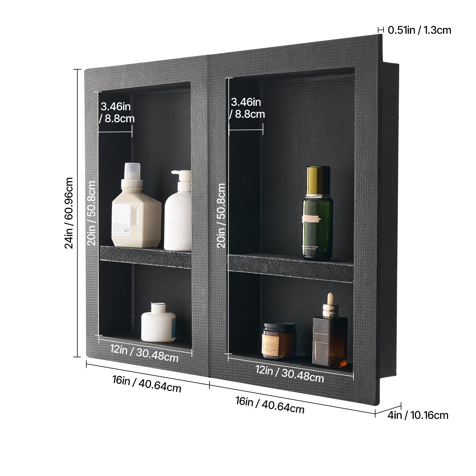 Shower Niche 16"x 24" 16"x 24"Recessed Wall Organizer for Bathroom