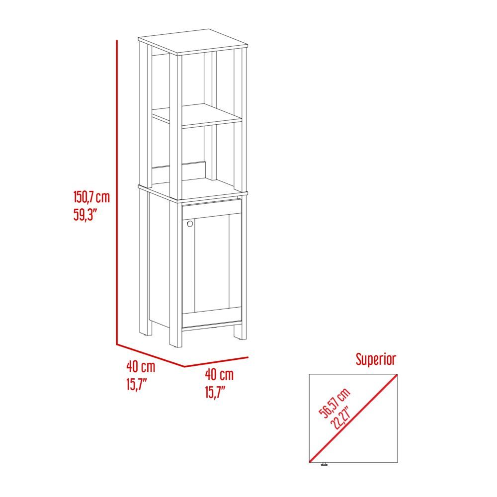 St. Clair Linen Cabinet, Two Interior Shelves, Two Open Shelves, Single Door