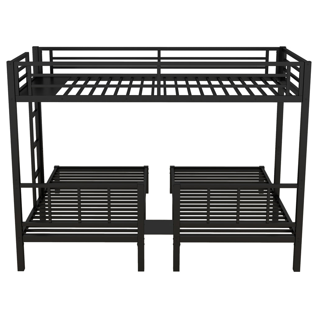 Twin over Twin & Twin Bunk Beds for 3, Twin XL over Twin & Twin Bunk Bed Metal Triple Bunk Bed, Black