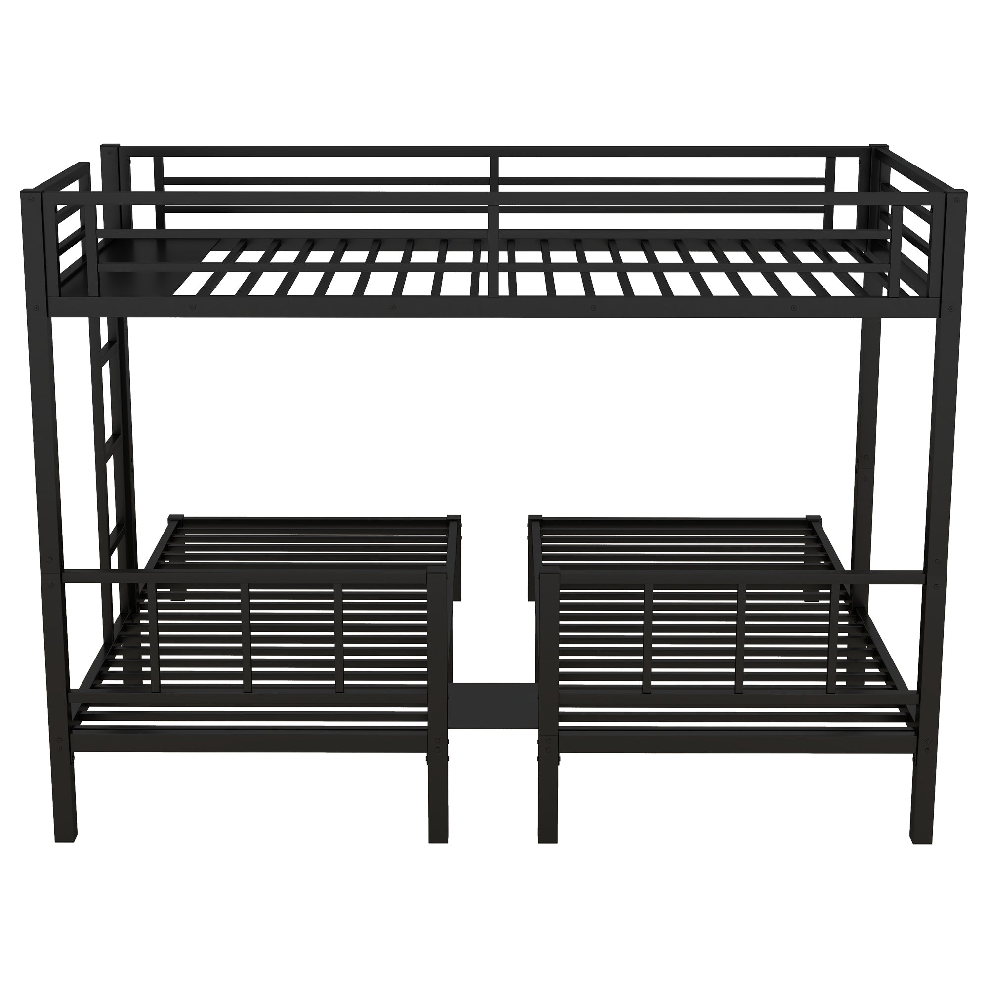 Twin over Twin & Twin Bunk Beds for 3, Twin XL over Twin & Twin Bunk Bed Metal Triple Bunk Bed, Black
