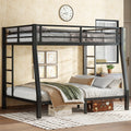 Metal Full XL over Queen Bunk Bed for Teens and Adults,Space Saving Noise Reduced No Box Spring Needed,Black