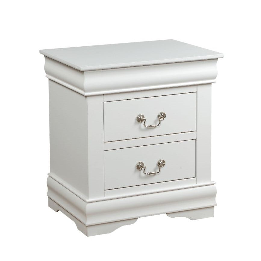 1pc Traditional Classic White Finish 2 Drawers Nightstand Wooden Bedroom Furniture