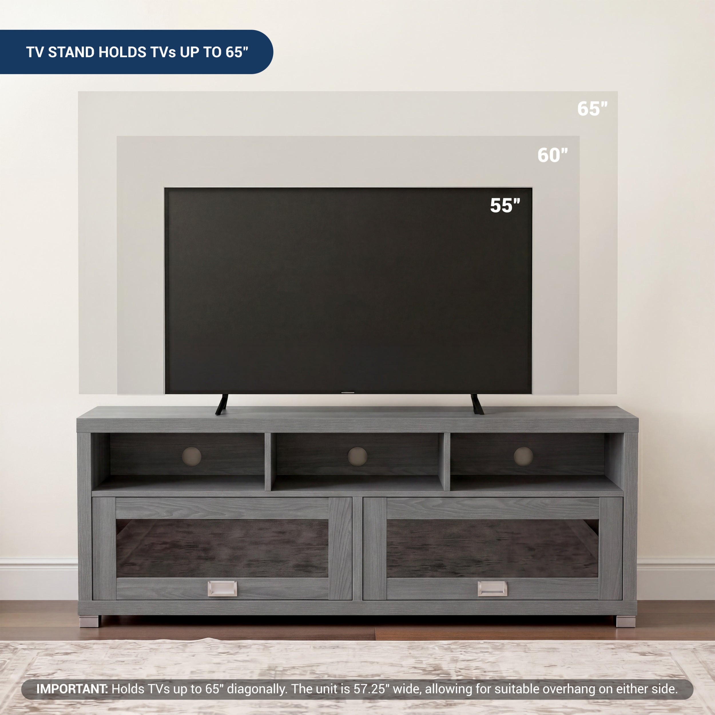 Durbin TV Stand for TVs up to 65in, Grey