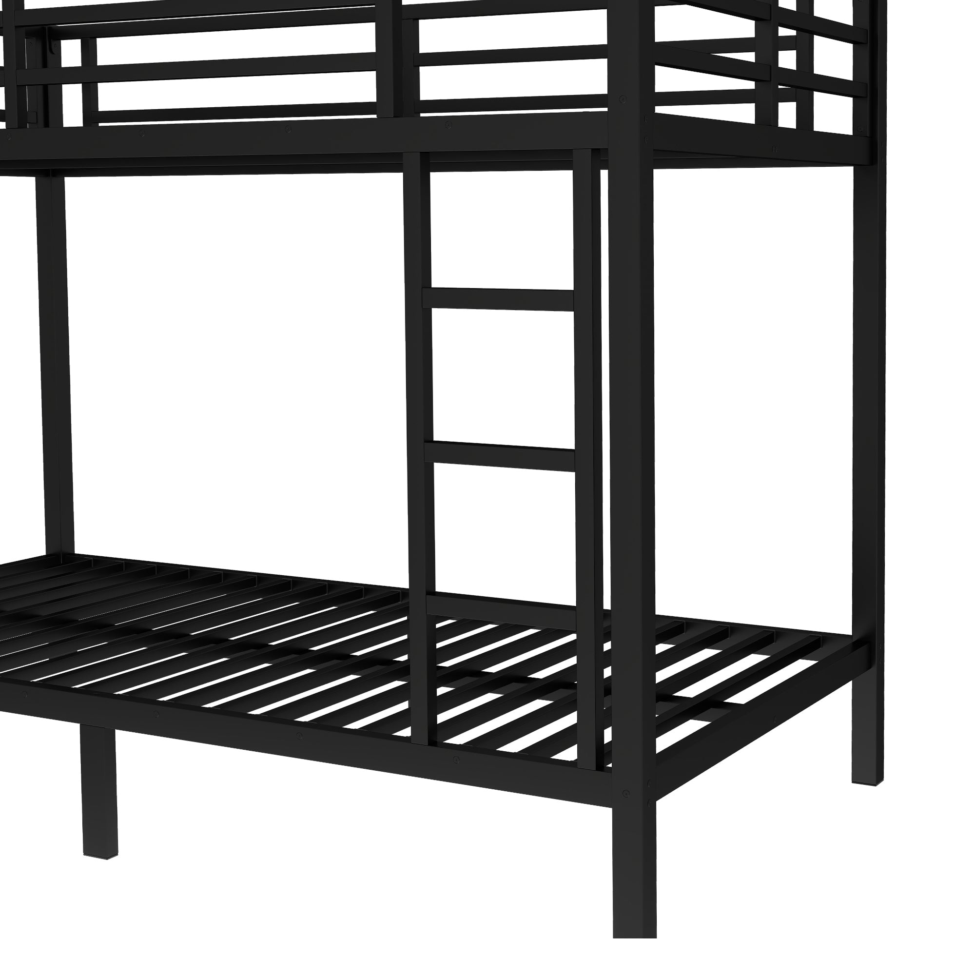 Metal Twin XL over Twin XL Bunk Bed for Teens and Adults,Space Saving Noise Reduced No Box Spring Needed, Black