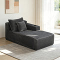 37.5 inch Right chaise longue with plush grey velvet, cup holder, flexible matching, mainly for living room use.