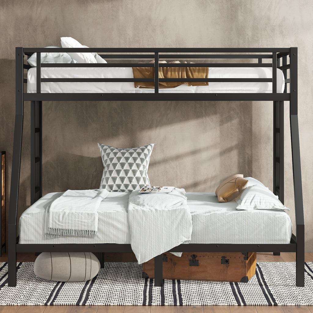 Metal Twin over Full Bunk Bed for Teens and Adults,Space Saving Noise Reduced No Box Spring Needed, Black
