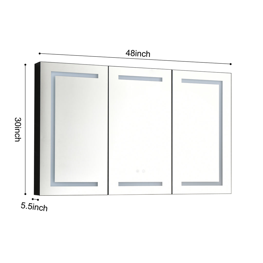 48 x 30 inch LED Lighted Bathroom Medicine Cabinet with Mirror, Sockets, Dimmable, Anti Fog