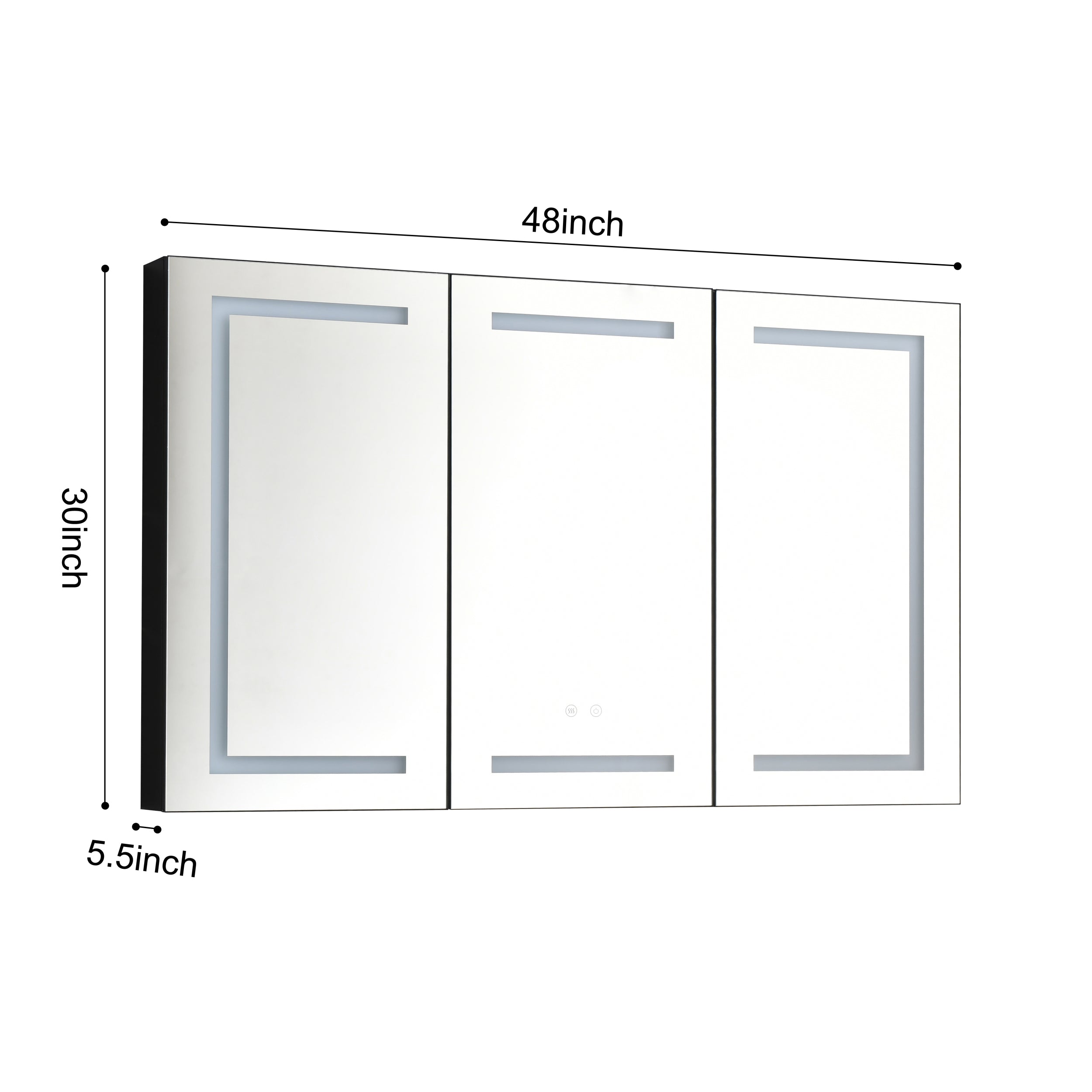 48 x 30 inch LED Lighted Bathroom Medicine Cabinet with Mirror, Sockets, Dimmable, Anti Fog